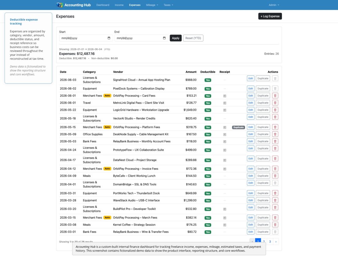 Accounting Hub Screenshot