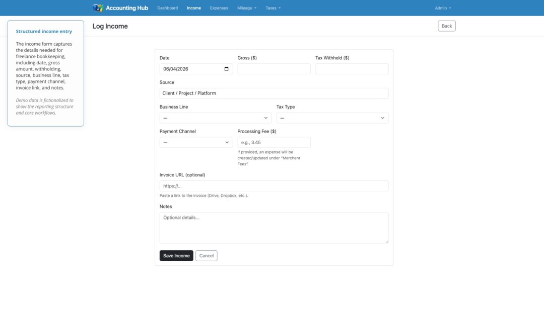 Accounting Hub Screenshot