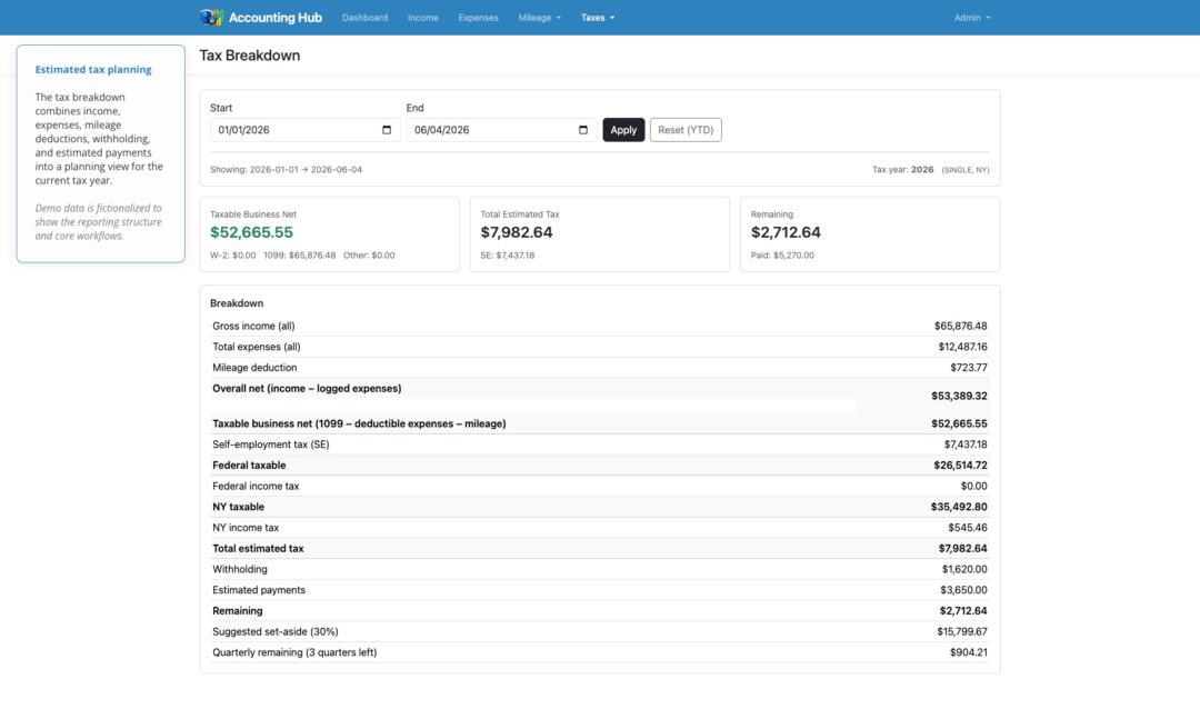 Accounting Hub Screenshot